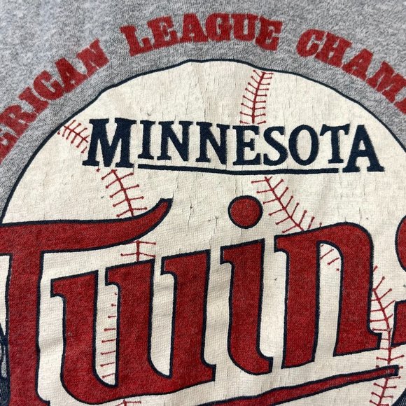 Minnesota Twins 1987 World Series T Shirt Vtg 80s MLB Trench Made USA Grey M - Picture 6 of 7